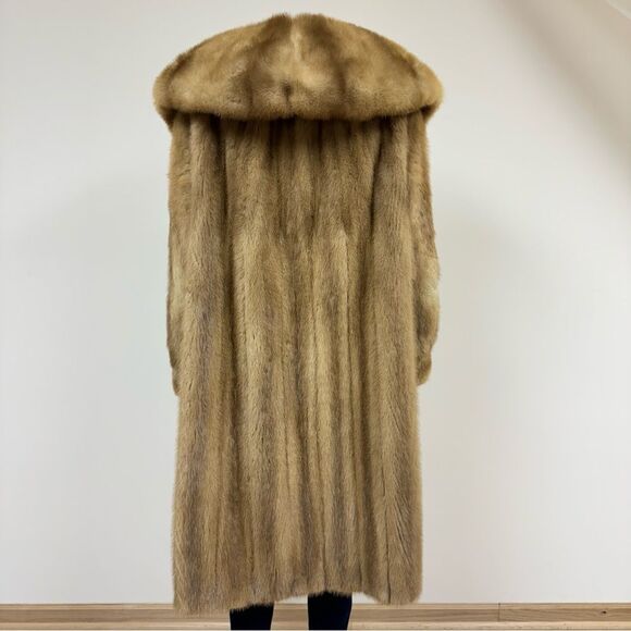 Vintage Natural Autumn Haze Oversized Collar Letout Mink Genuine Fur Coat - Picture 7 of 17